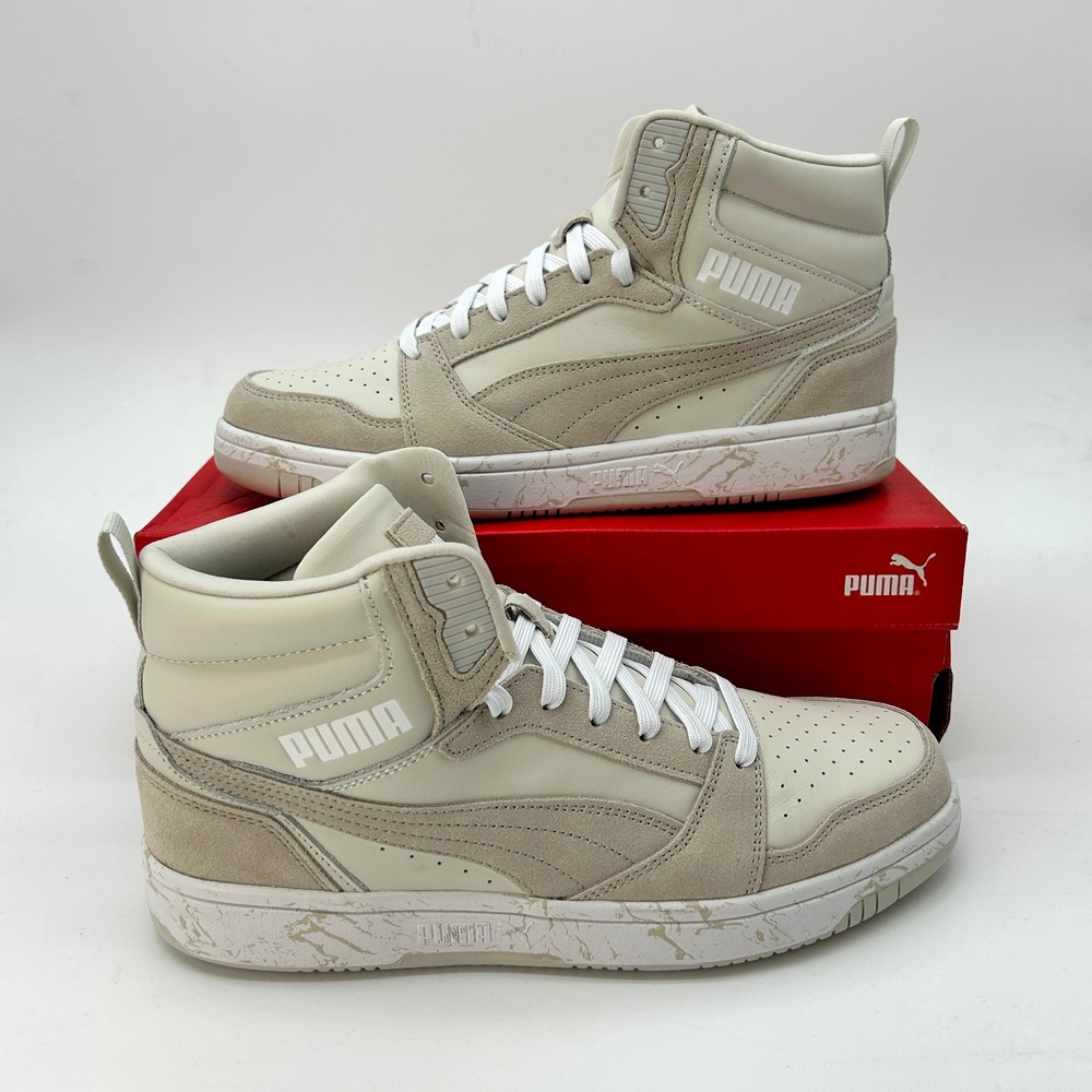 PUMA Rebound V6 Marble Mens Size 10 Mid Top Sneakers Gray White NEW‎ 403598-01